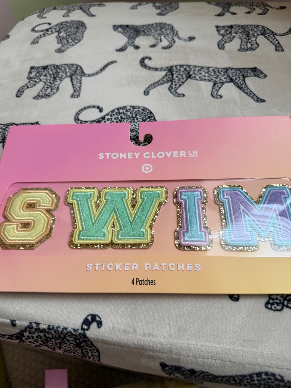 Stoney Clover Lane Pastel SWIM Letter Patches with Gold Trim